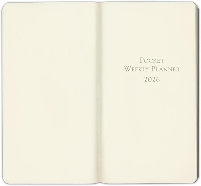 Gallery Leather Pocket Weekly Monthly Planner 2025-2026, Elegantly Bound Calendar Planner and Notebook with Stylish Gold-Gilded Page Edges, 12 Months - Acadia Hydrangea - 6 x 3.25 "
