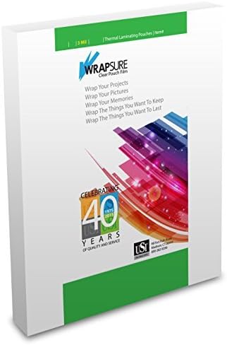 USI WrapSure Thermal (Hot) Laminating Pouches/Sheets, Menu Size, 3 Mil Thick, 12 x 18 Inches, Clear Gloss, 100-Pack