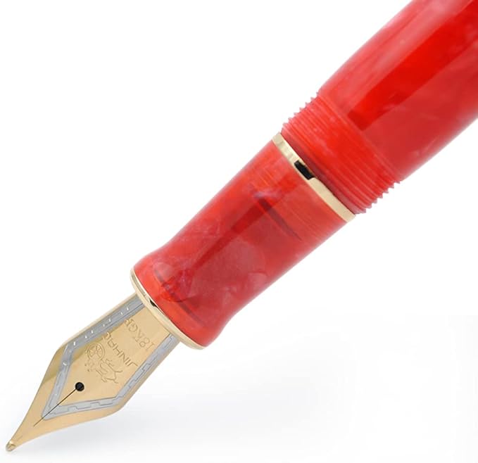 JINHAO 100 Fountain Pen with Ink Converter (Medium Nib 0.7mm, Cherry Red)