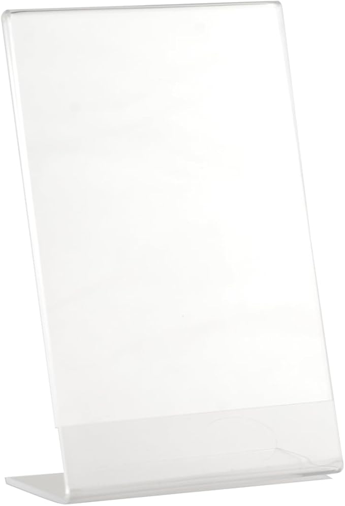 Dazzling Displays Clear Acrylic Sign Holder 4 x 6 - Slanted Sign Holder -Premium Acrylic Sign Holder for Office, Retail, Tradeshow and Home Use 6-Pack