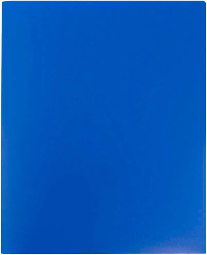 JAM PAPER Heavy Duty Plastic Two Pocket Extra Tough School Folders - Blue - 6/Pack