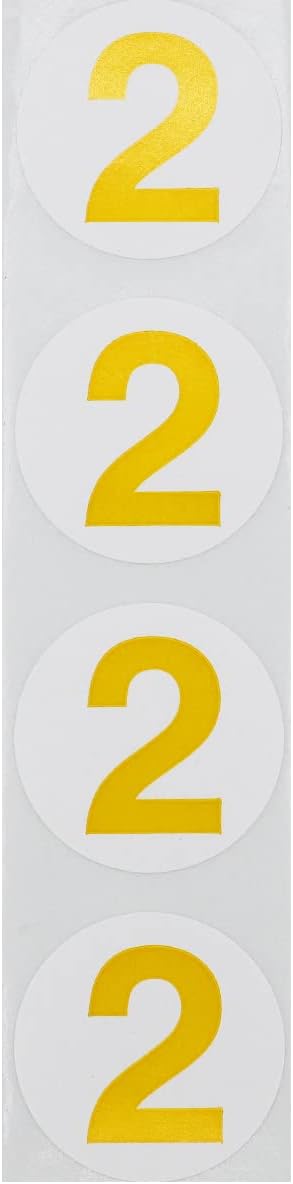 Yellow Number 2 Circle Stickers, 1.5 Inch Round Adhesive Labels, 500 Stickers Per Roll for Inventory, Organization, Retail, Classroom, and More – Made in The USA