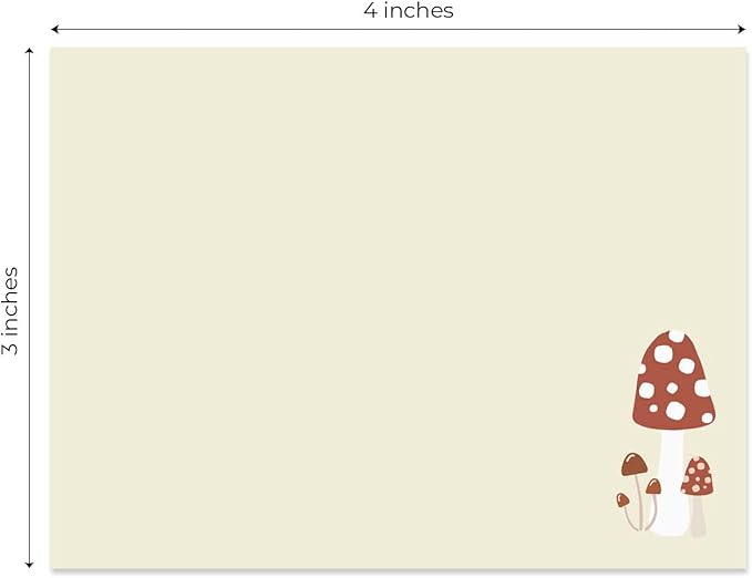 Woodland Mushroom Sticky Note Pads / 4" x 3" Whimsical Sticky Notes/Set of 6 Pads / 50 Sheets Per Pad/Trendy Gift Idea/Made in The USA