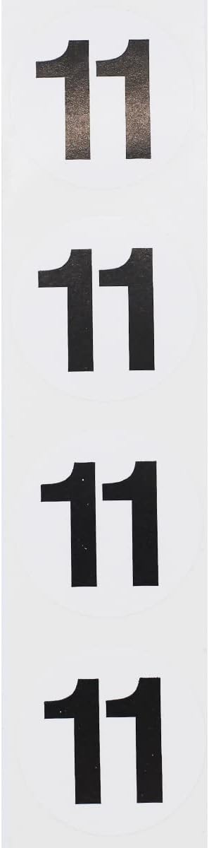 Black Number 11 Circle Stickers, 1.5 Inch Round Adhesive Dots, 500 Total Labels on a Roll for Inventory Management, Storage Bins, Organizing Products, Made in The USA