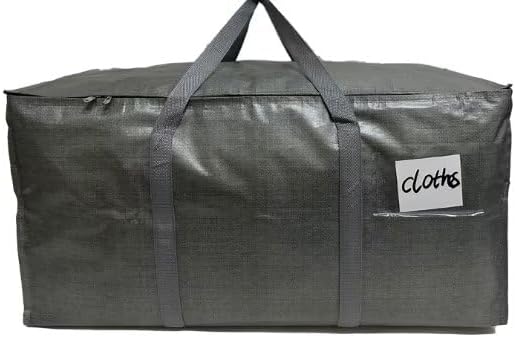 6 Pack Extra Heavy Duty Large Moving Bags with Reinforced Zipper & Wide Handles, Waterproof Storage Bins for Clothes, College Dorm, Travel, and Home Organization, Gray