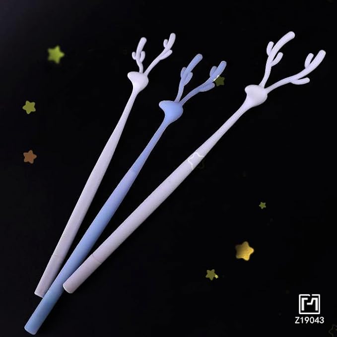 8 Pack Forest Deer Gel Pens, Christmas Pen Cute Animal Silicone Pen with 4 Colors & Soft Grip (Blue Ink), Aesthetic Kawaii Stationery for Journaling, School Supplies