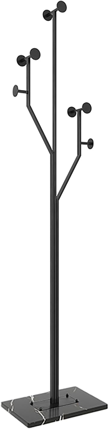 Freestanding Coat Rack Tree-shaped Metal Coat Tree with Heavy Duty Marble Base Corner Clothing Rack for Bedroom Entryway Hallway 14.96 x 10.24 x 68.9 Inches (Black)