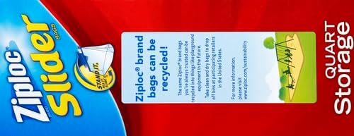 Ziploc Quart Food Storage Bags, Stand-Up Bottom, Easy to Fill, 100 Count (Packaging May Vary)