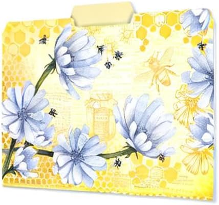 Current Bee Friends File Folders Value Pack - Bulk Set of 24, 6 Pretty Decorative Designs, 1/3 Cut Tabs, Heavy-Duty Paper Stock, Office Supplies for Home & Work, 9-½” x 11-¾” Letter Size