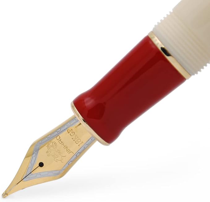 JINHAO 100 Fountain Pen with Ink Converter (Medium Nib 0.7mm, White & Red)