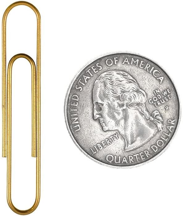 JAM Paper Colored Jumbo Paper Clips - Gold Paperclips - 75/pack