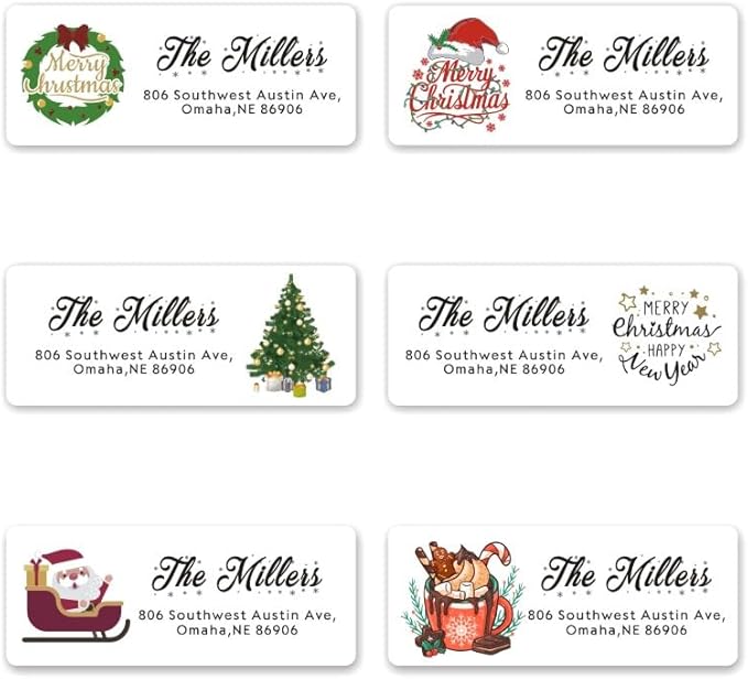 Custom Christmas Address Stickers with Dwarf & Holly Designs - 100-1000 Self-Adhesive Labels for Envelopes2.6‘’*1‘’