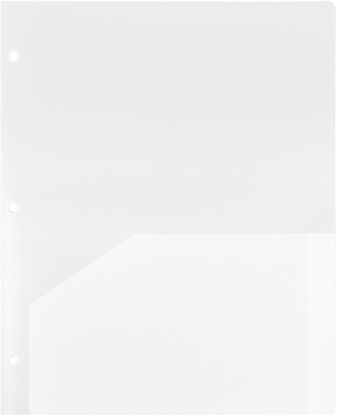 JAM PAPER Heavy Duty Plastic 3 Hole Punch Pocket Folders - Extra Tough School Folders - Clear - 6/Pack