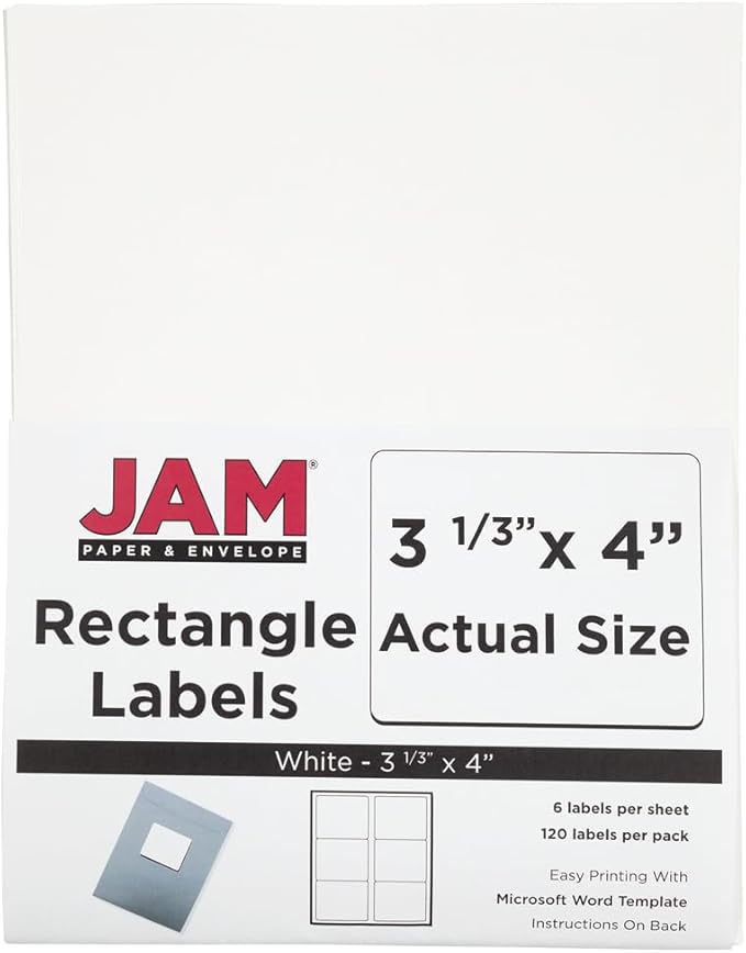 JAM PAPER Shipping Address Labels - Large - 3 1/3 x 4 - White - 120/Pack