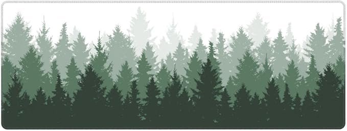 Green Tree Forest Gaming Mouse Pad Non Slip XL Large Mousepad Stitched Edge Rubber Base Desk Mat for Laptop PC Computer