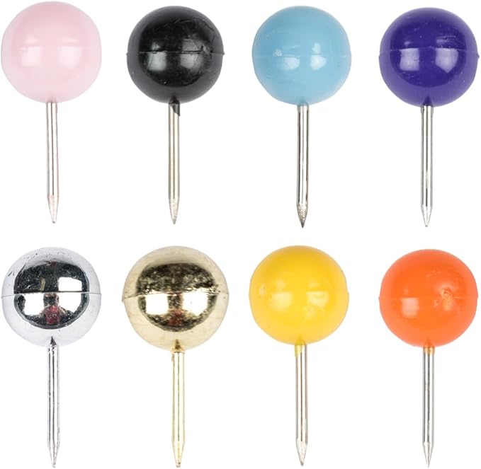 JAM PAPER Colorful Push Pins - Round Head Thumb Tacks - Assorted Color Pushpins - 8 Packs of 100