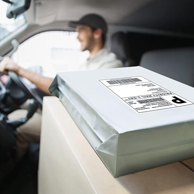 POLYSELLS 200 pcs 19x24 Inches White x Silver Poly Mailers Shipping Envelopes, Strong Adhesive Sealing, Waterproof, and Tear-resistant Postal Mailing Bags for Clothing, Books, and Accessories