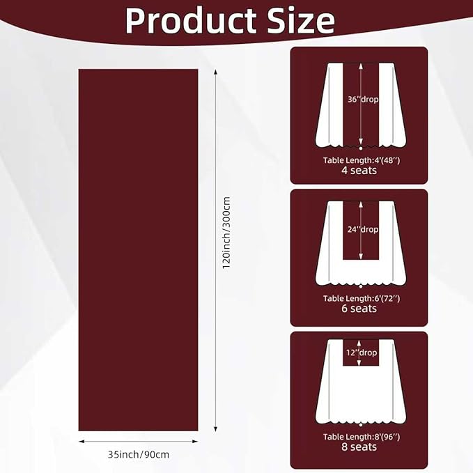 Burgundy Christmas Table Runner Decor Red Cheesecloth Gauze 120 Inch 10 FT Rustic Boho Cheese Cloth Runner for Wedding Baby Bridal Shower Party Long Sheer Home Christmas Decorations