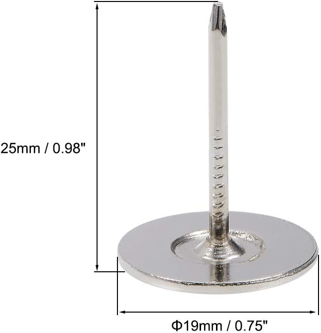 uxcell Upholstery Nails Tacks 19mmx25mm Flat Head Furniture Nails Silver Tone for Furniture Sofa Headboards, 100 Pcs