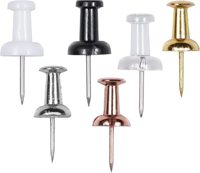 JAM PAPER Colorful Push Pins - Assorted Business Colors Thumb Tacks - 600/Pack