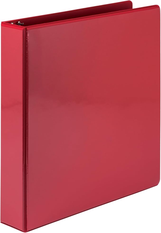 Samsill 1.5 Inch 3 Ring Binders, Made in USA, Economy Round Ring, Clear View Cover, 325 Sheet Capacity - for School, Home, Office - Red, 12 Pack