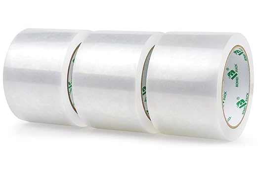 BOMEI PACK 3 inch Wide Heavy Duty Packing Tape, 2.4 Mil 3.0 Inch x 60 Yards, 3 Refills Rolls Clear Box Tape for Moving, Shipping, Mailing and Packaging