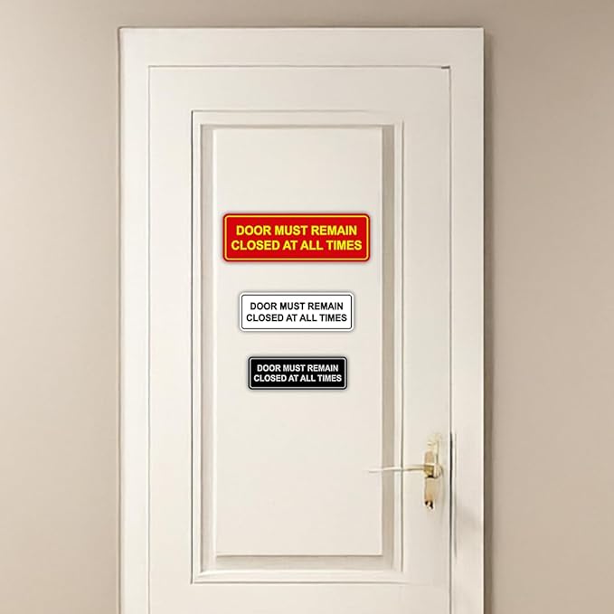 Signs ByLITA Standard Door Must Remain Closed At All Times Sign (Red) - Medium 5 Pack