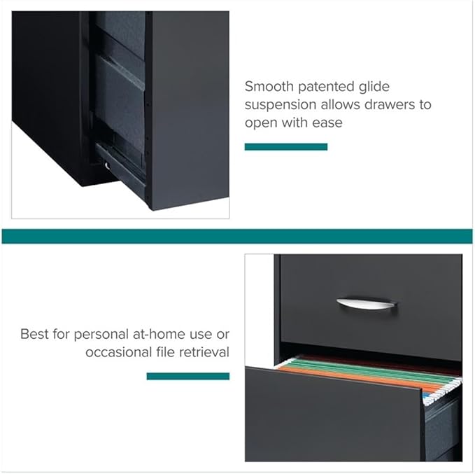 Pemberly Row 3 Drawers 27.32" Vertical Charcoal Metal Filing Cabinet Lockable Pre-Assembled Stationary Letter Size for Home, Office