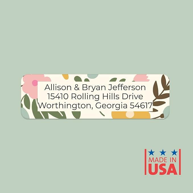 Pastel Floral Rolled Address Labels / 500 Personalized Return Address Labels/Designer Address Stickers in Elegant Plastic Dispenser