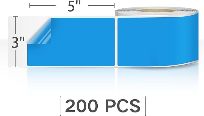 Rectangle Labels Sticker 3×5 Inch Vinyl Floor Stickers Color Coding Name Tags Roll Removable 200 PCS, Blue