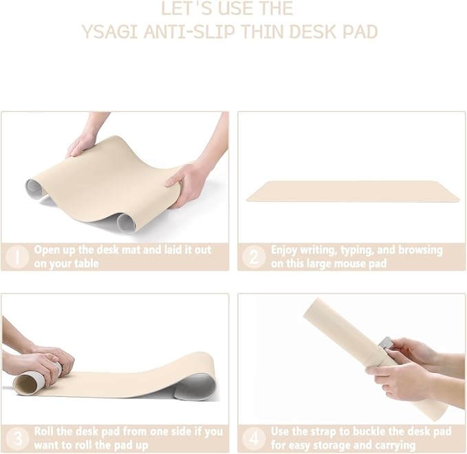 YSAGi Non-Slip Leather Desk Pad, Desk Matt for Desktop, Waterproof Laptop Computer Keyboard Mat, Table Protector Blotter Mat, Large Mouse Pad for Office/Work/Home/Decor(Beige, 23.6" x 13.7")