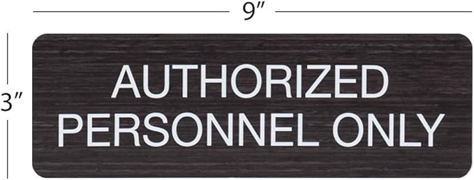 SBLABELS Authorized Personnel Only Indoor Easy Adhesive Mount Door and Wall Sign for Restaurants and Small Businesses 3" x 9" - Dark Wood