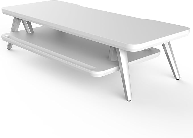 Fenge Monitor Stand, Monitor Stands Riser for Desk, 23.6 Inch Wood Desk Shelf with Storage Organizer and Cable Management for Office Desk Accessories