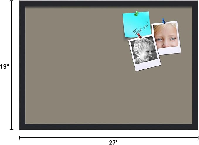 PinPix 27x19 Inch Cork Bulletin Board. This Decorative Framed Pin Board Comes with Pewter Design and a Satin Black Frame. Ideal for Home Office Decor or Message Board (PinPix-1812)