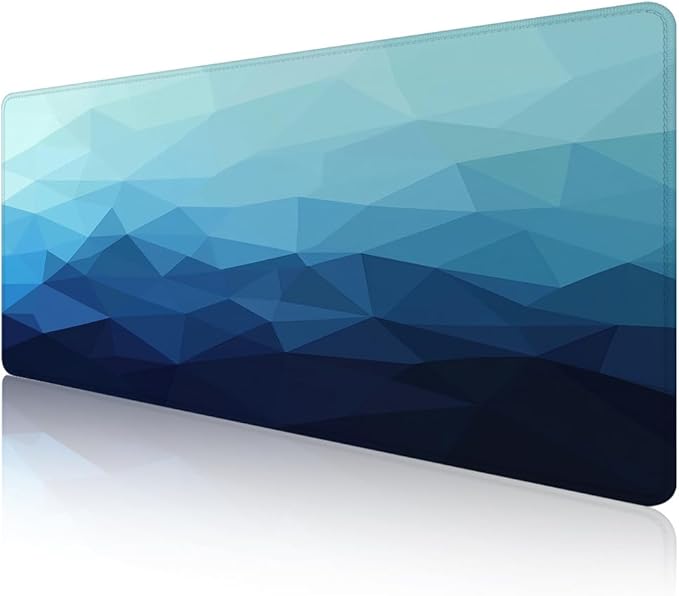 Mrcrypos Blue Large Mouse Pad Geometric Desk Mat for Desktop, Waterproof Desk Pad with Stitched Edges, Computer Keyboard Gaming Mouse Pads for Women Office Home 31.5" x 15.7"
