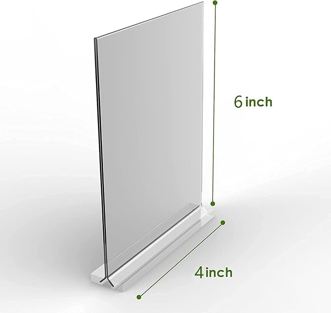 Acrylic Sign Holder 4x6 Inches 24 Pack T Shape Desktop Display Stand Vertical Double Sided Clear Table Menu Flyer Holder for Restaurants, Office, Shop, Wedding