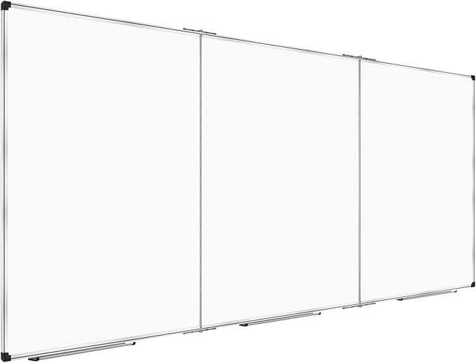 XBoard Extra Large Magnetic Whiteboard 96 x 48 Inch, Giant Foldable Dry Erase White Board with Aluminium Frame & Marker Tray 8' x 4' | Wall Mounted Tri Folding Message Presentation Board