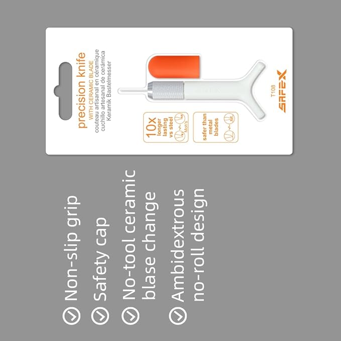 18mm Ceramic Crafting Exacto Knife & Craft Knife for Hobby Projects – Ergonomic Design with Safety Cap, Perfect for DIY Crafts, Scrapbooking & Handmade Journaling