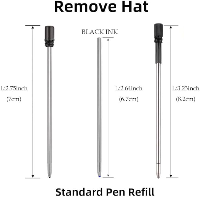 4 in 1 Multi Function Refillable and Retractable Multi Color Pen Refill,Black Red Blue Ballpoint Pen Refill, Multicolor Pen Gift for Journaling (10 Black)