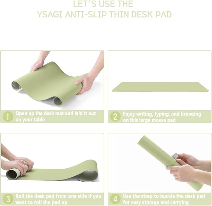 YSAGi Non-Slip Leather Desk Pad, Waterproof Laptop Computer Desk Keyboard Mat, Table Protector Blotter Mat, Large Mouse Pad for Office/Work/Home/Decor(Matcha Green, 23.6" x 13.7")