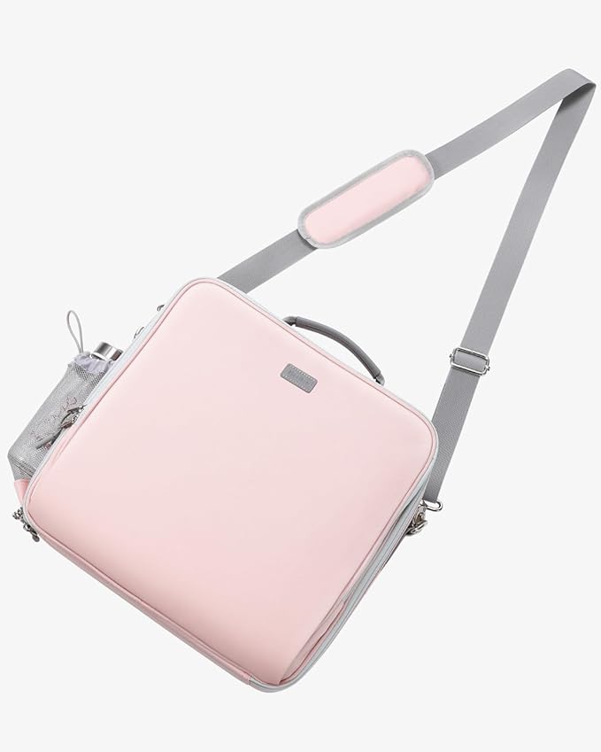 Zipper Binder, 3 Inch D-Ring 3 Ring with Water Bottle Holder,700 Sheet Capacity-Multiple Pockets,Binder with Strap for School/Office, Fit for 13" Tablet/Laptop,Patent Design-Pink