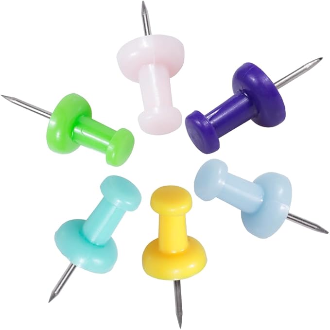 JAM PAPER Colorful Push Pins - Assorted Spring Colors Thumb Tacks - 600/Pack