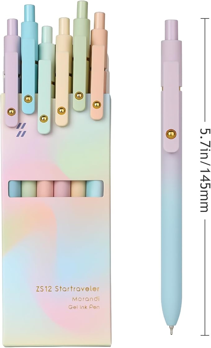 Ddaowanx Gel Pens,0.7mm Quick Dry Black Ink,Fine Point Smooth Writing Pen,Aesthetics Office School Supplies,Gifts for Women,Teen Girl Gifts Trendy Stuff (6 Pcs Gradient, Black)