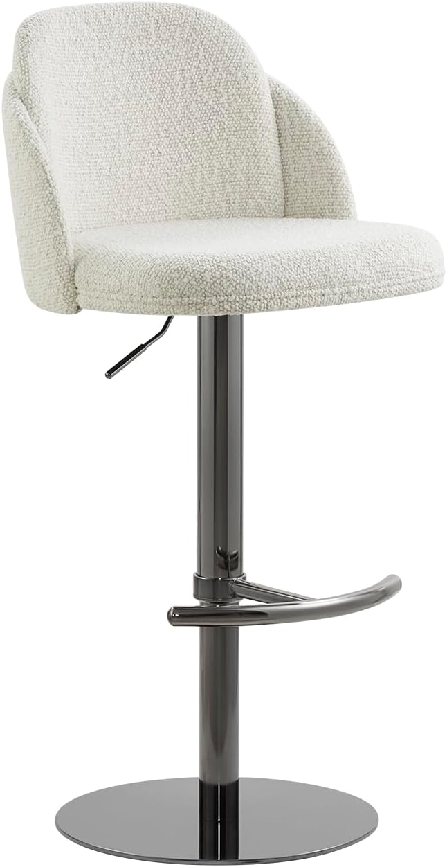 CHITA Adjustable Bar Stools Set of 2, Swivel Counter Height Stools with Stainless Steel Base for Bar, Kitchen Island, Dining Room, Sleek Black