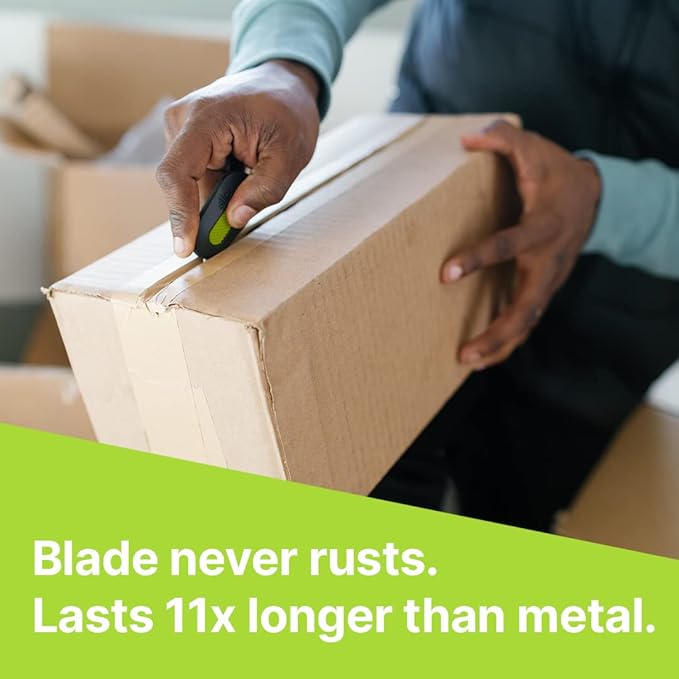 Slice Mini Box Cutter | Manual Retracting | Safe Ceramic Box Cutter Lasting 11x Longer than Metal | Keychain Box Opener | 12 Pack