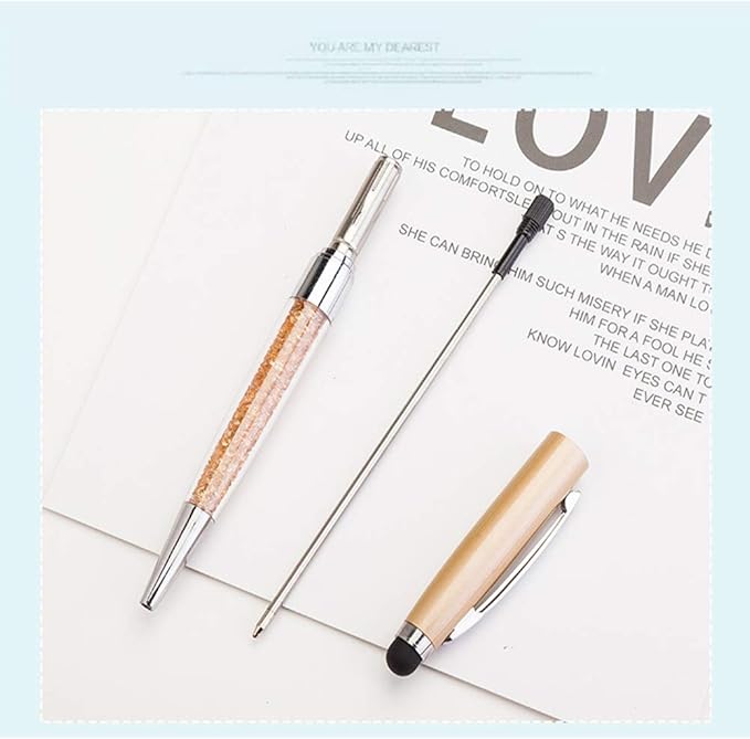 Ancolo Custom Ballpoint Pens Stylus Tip Blue Crystal-Custom personal pens School Writing Set- Engraved Name pens - with Your Team Name or Slogan/Phone number/Address- 10 Pens/Box