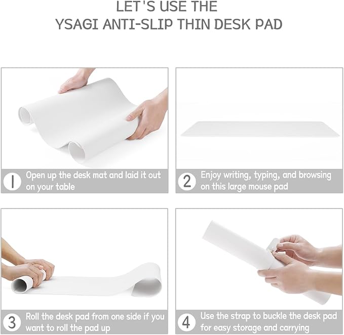 YSAGi Non-Slip Leather Desk Pad, Waterproof Laptop Computer Desk Keyboard Mat, Table Protector Blotter Mat, Large Mouse Pad for Office/Work/Home/Decor(White, 23.6" x 13.7")