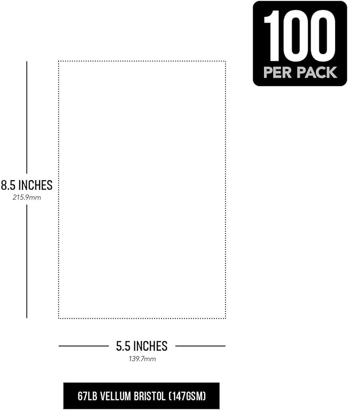 Half Letter Size, 8.5" x 5.5" Pastel Color Cardstock Paper for Arts and Crafts, Scrapbooking, Stationery Printing | Medium Weight 67lb Vellum Bristol (147gsm) Card Stock | 100 Sheets per Pack | Cherry