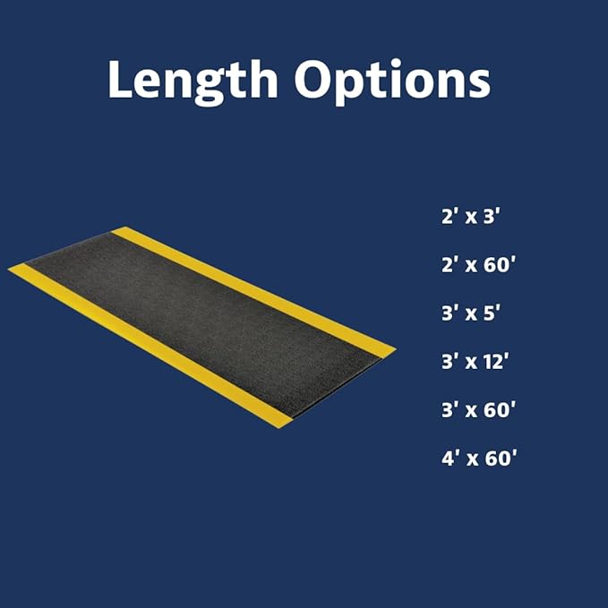 Notrax 411 Sof-Tred™ 4' x 60' x 3/8" Anti Fatigue Mat, Enhanced Slip Resistance with Beveled Edges and Pebbled Surface, Ideal for Industrial and Commercial Workplaces, Black/Yellow, 411R0348BY