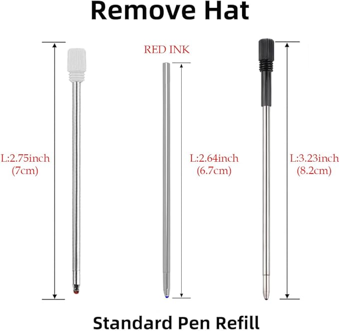 4 in 1 Multi Function Refillable and Retractable Multi Color Pen Refill,Black Red Blue Ballpoint Pen Refill, Multicolor Pen Gift for Journaling (10 Red)